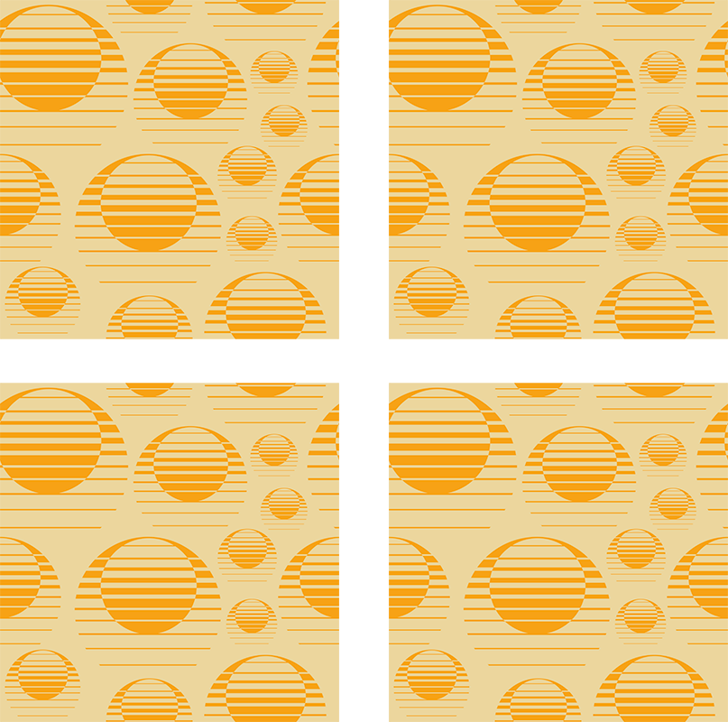 Oranžový vinylový koberec retro slnečný motív - Tenstickers