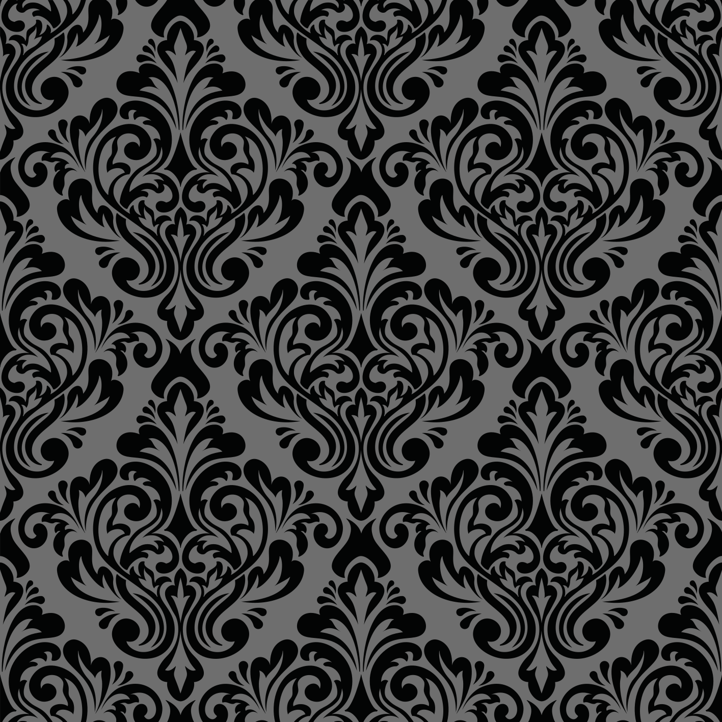 Čierny vinylový koberec v štýle vintage damask - Tenstickers