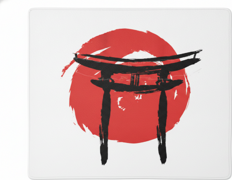 červený vinylový koberec japonská maľovaná brána - Tenstickers