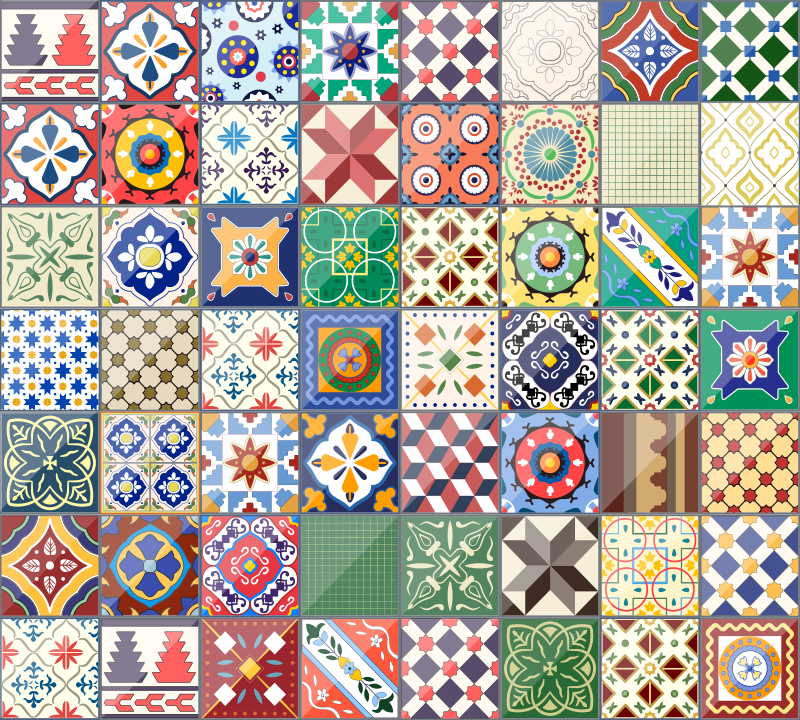 Originálny štvorcový farebný vinylový koberec - Tenstickers