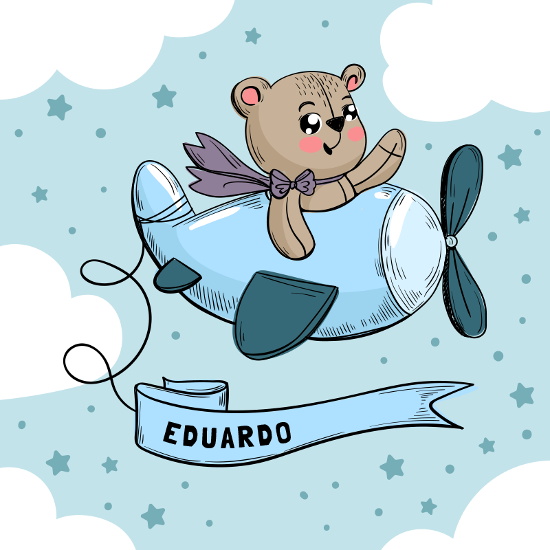 vinylový koberec meno customizable Teddy Pilot Design - Tenstickers