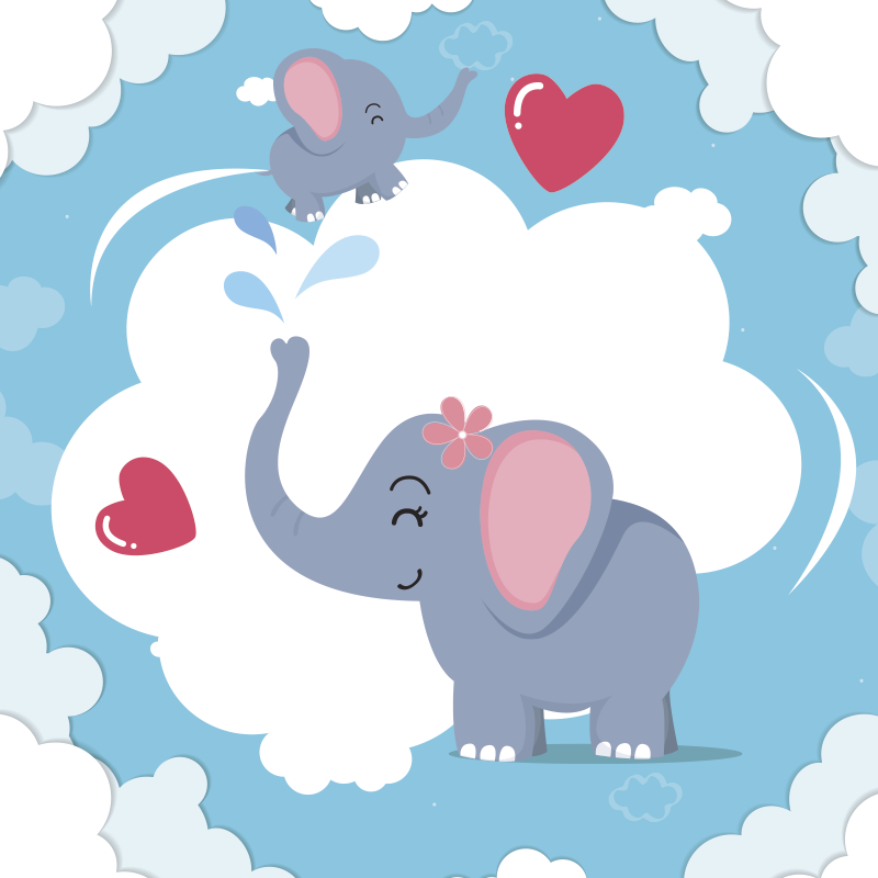 vinylové koberce pre nemluvna adorable Elephant Cloudscape - Tenstickers