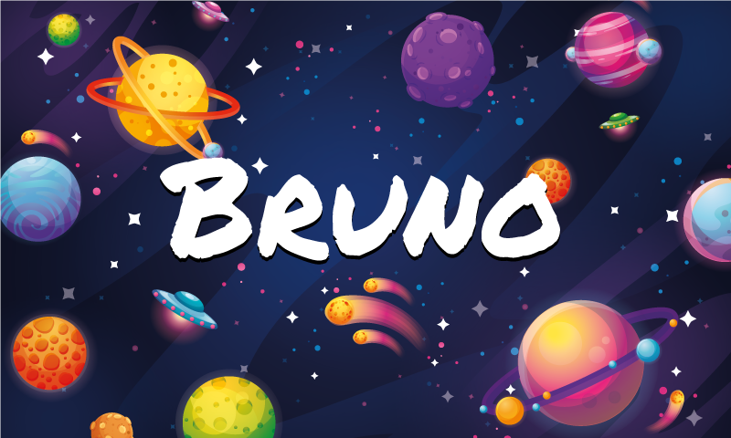 Vesmír a planéty vinyl koberec s menom - Tenstickers