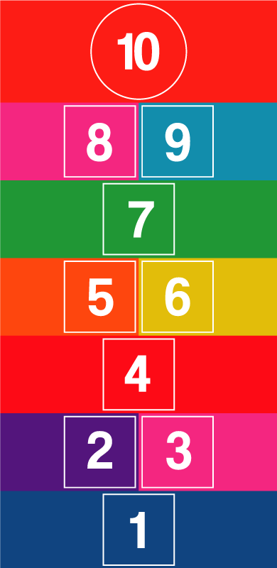 Farebné hopscotch vinyl koberec hra - Tenstickers