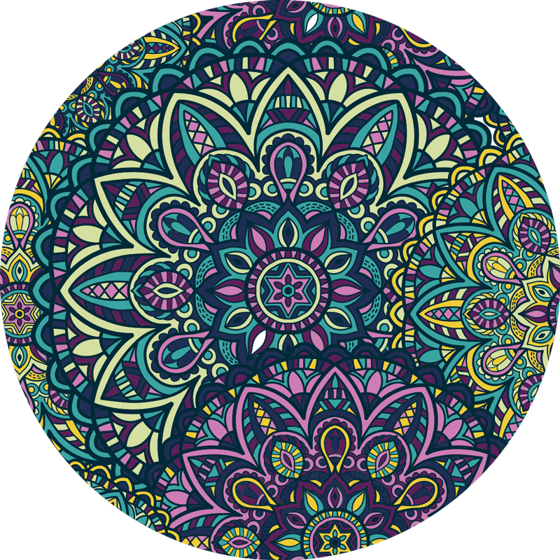 Nádherné okrúhle zloženie mandala vinyl koberec - Tenstickers