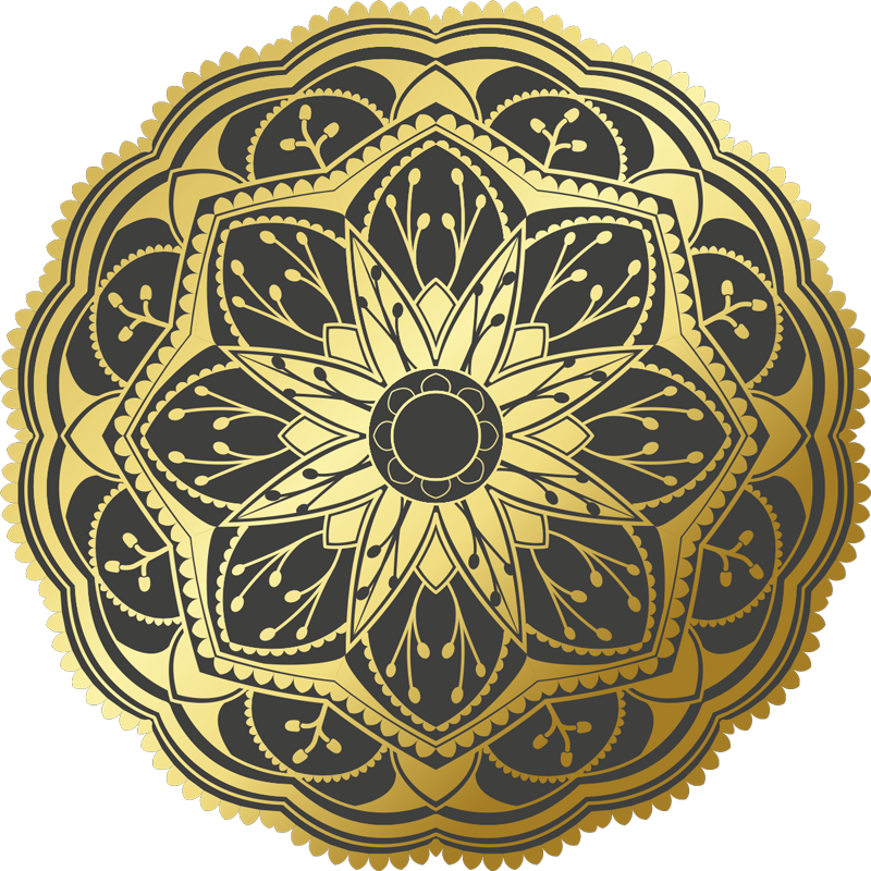 Zlatý efekt kvetina mandala vinyl koberec - Tenstickers