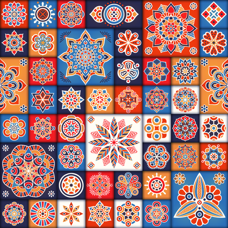 vinylový koberec s geometrickýmy tvarmi mozaikové obklady - Tenstickers