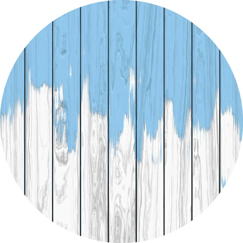 Okrúhly vinylový koberec z bieleho a modrého dreva - Tenstickers