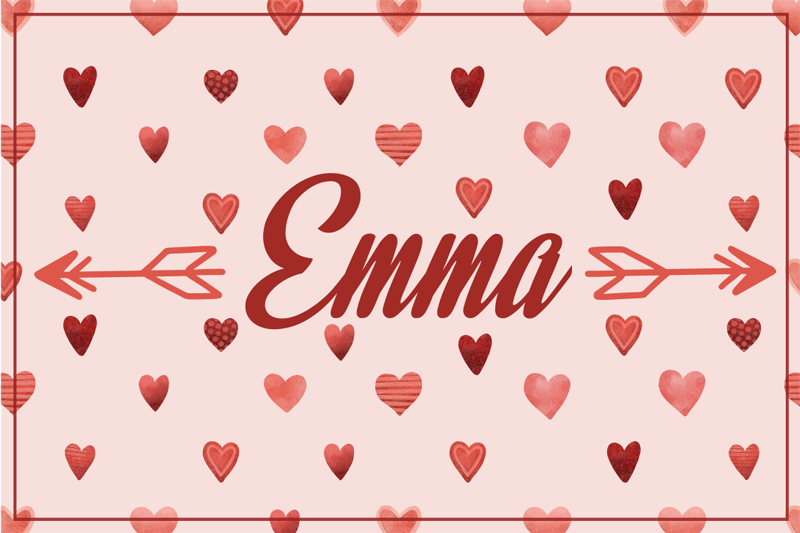 Osobné srdce detský vinylový koberec s menom - Tenstickers