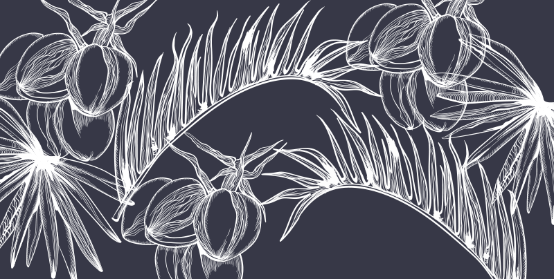 vinylový koberec s kvetmi botanická perokresba - Tenstickers