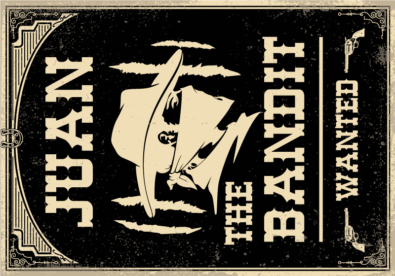 vinylový koberec s menom téma western bandit - Tenstickers