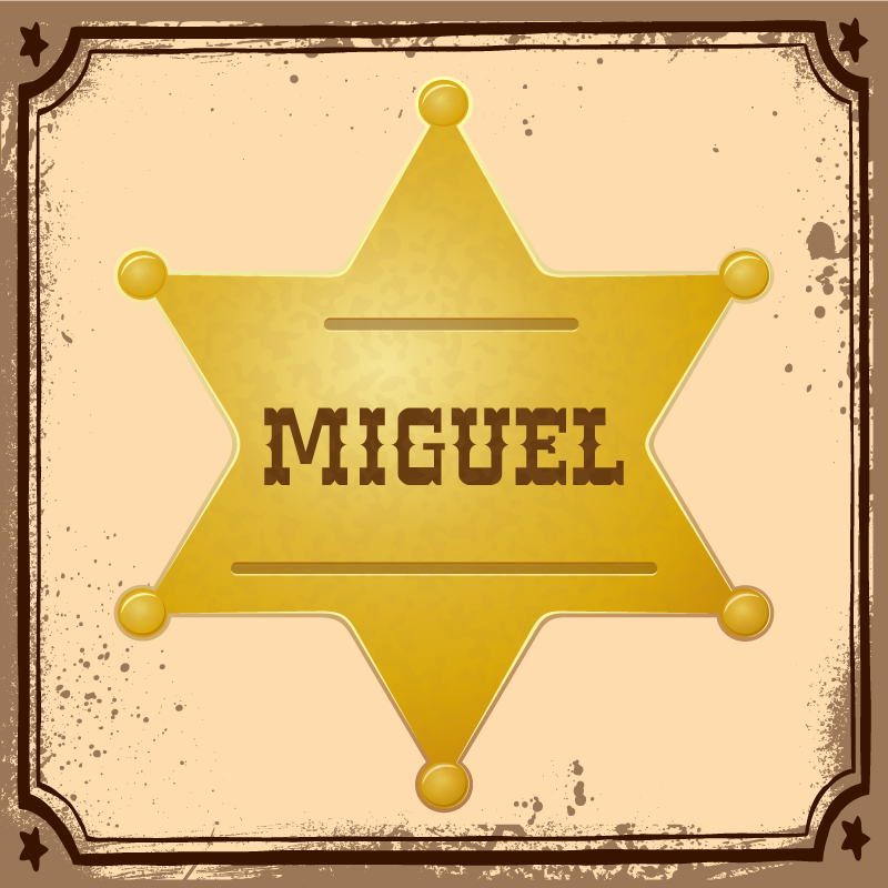 šerifský odznak s názvom vinylový koberec s menom - Tenstickers