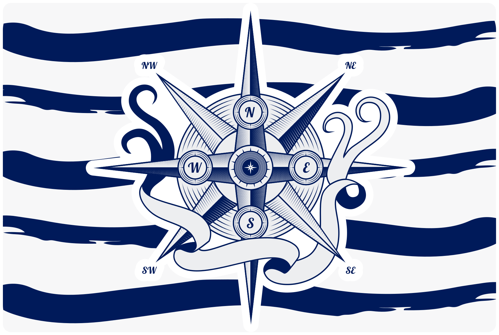 vinylový kvoberec s mapou sveta námorný kompas - Tenstickers