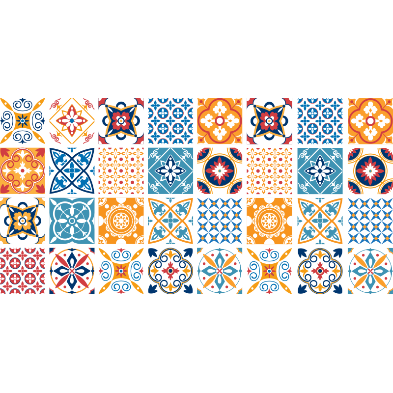 Ručne maľované portugalské dlaždice, koberec - Tenstickers