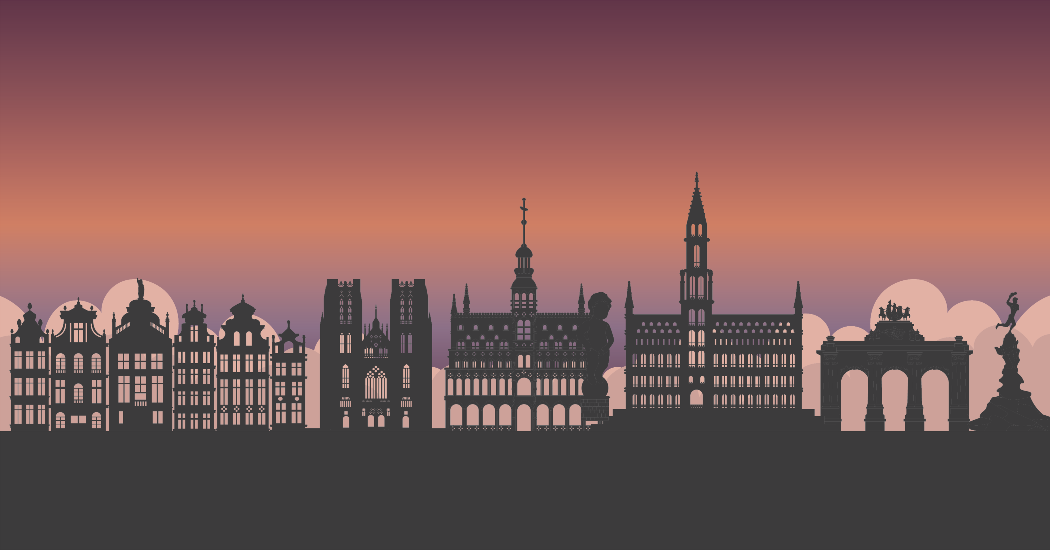 vinylový koberec mapa sveta silueta panorámy - Tenstickers