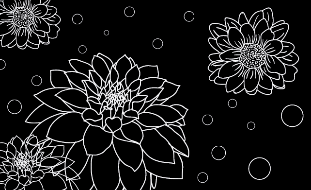 vinylový koberec s kvetmi kontrast kvetinového obrysu - Tenstickers