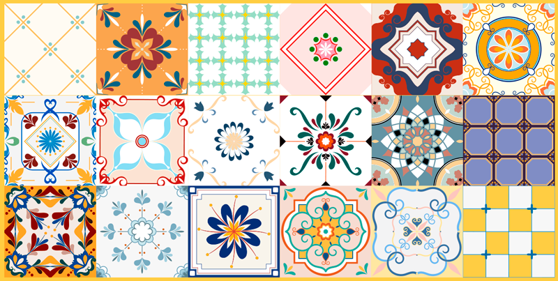 Viacfarebný hidraulický vzor koberca - Tenstickers