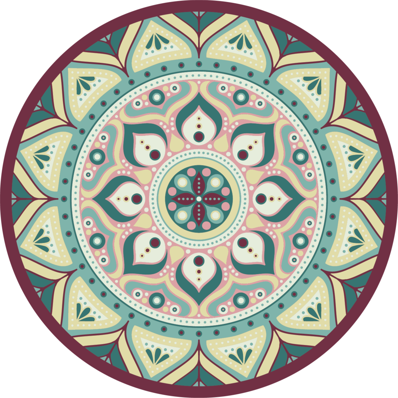 Okrúhly vinylový koberec mandala viacfarebný - Tenstickers