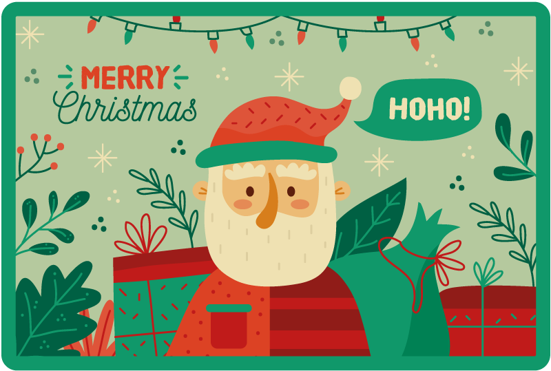 vianočný vinylový koberec slávnostné santa ilustrácie - Tenstickers