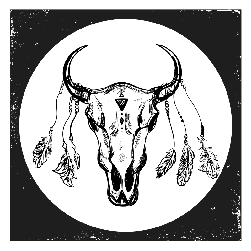 Lebka krava boho zloženie etnický koberec - Tenstickers