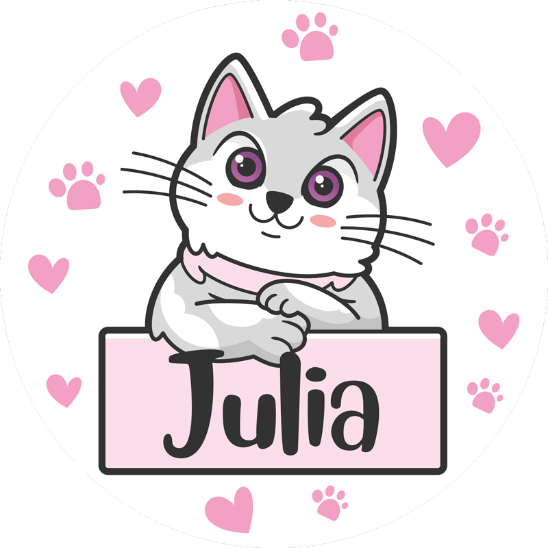 vinylový koberec s menom prispôsobená mačka - Tenstickers