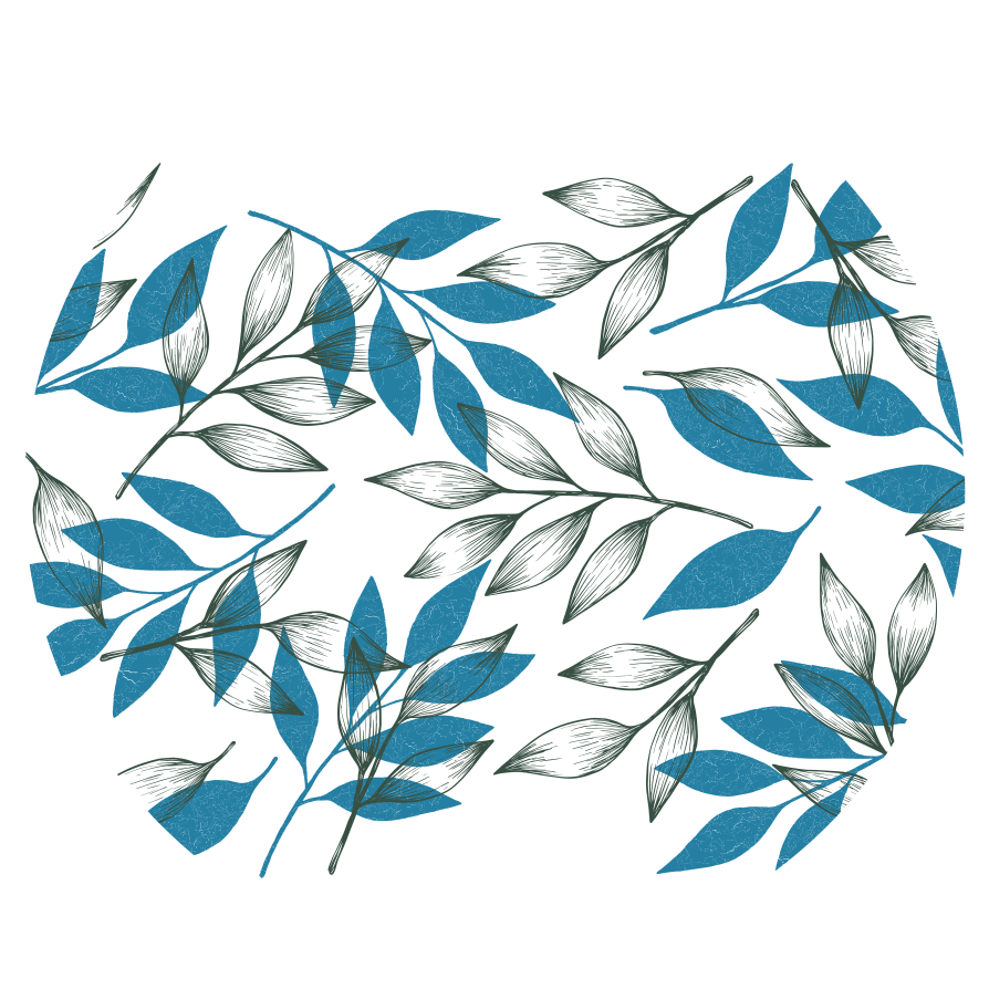 Modré a zelené listy kvetinový vinylový koberec - Tenstickers