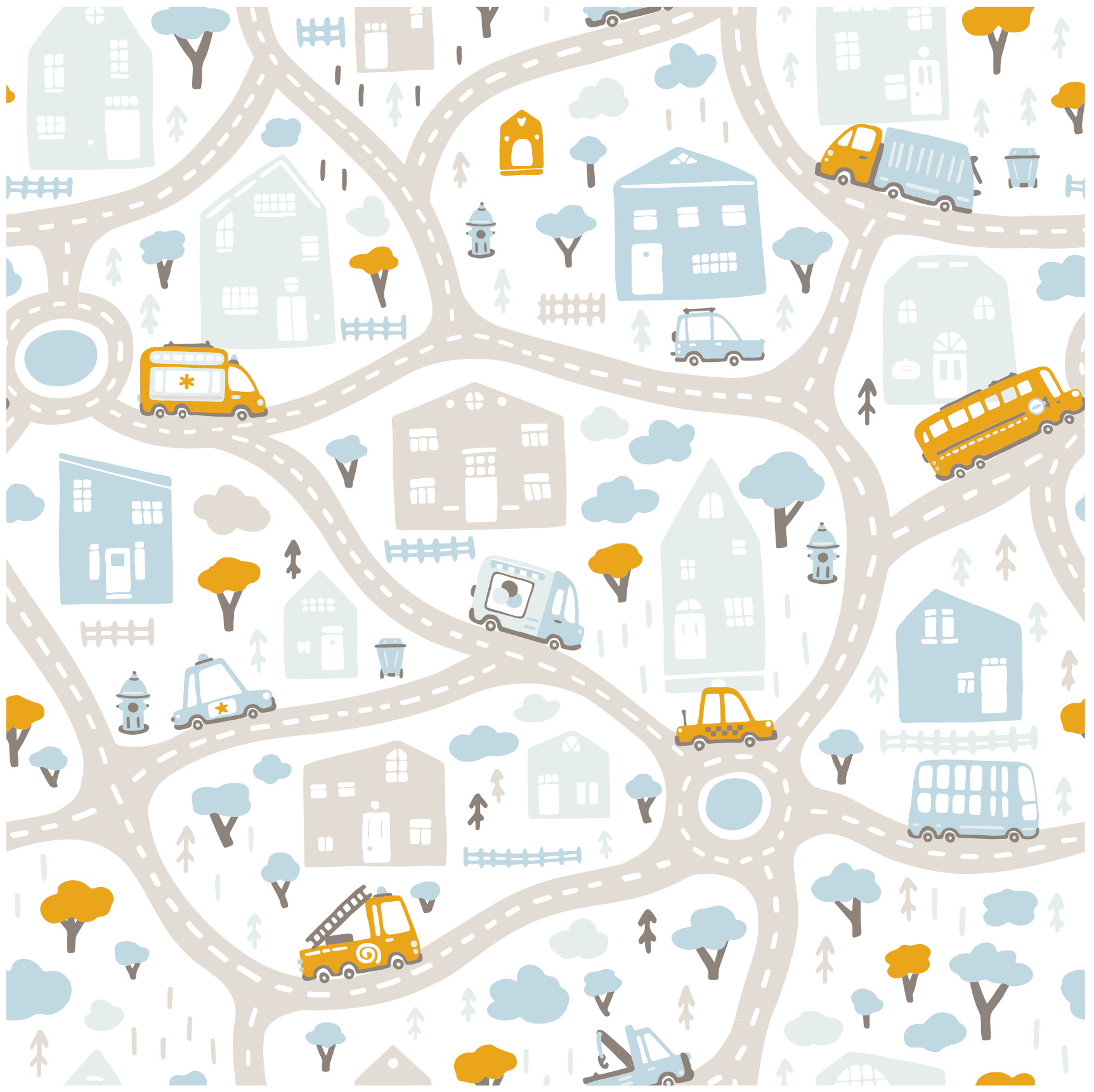 Doodle road map vinylový koberec - Tenstickers