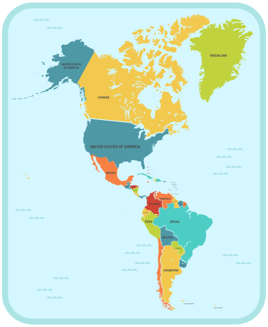 Amerika v strede mapa sveta koberec - Tenstickers