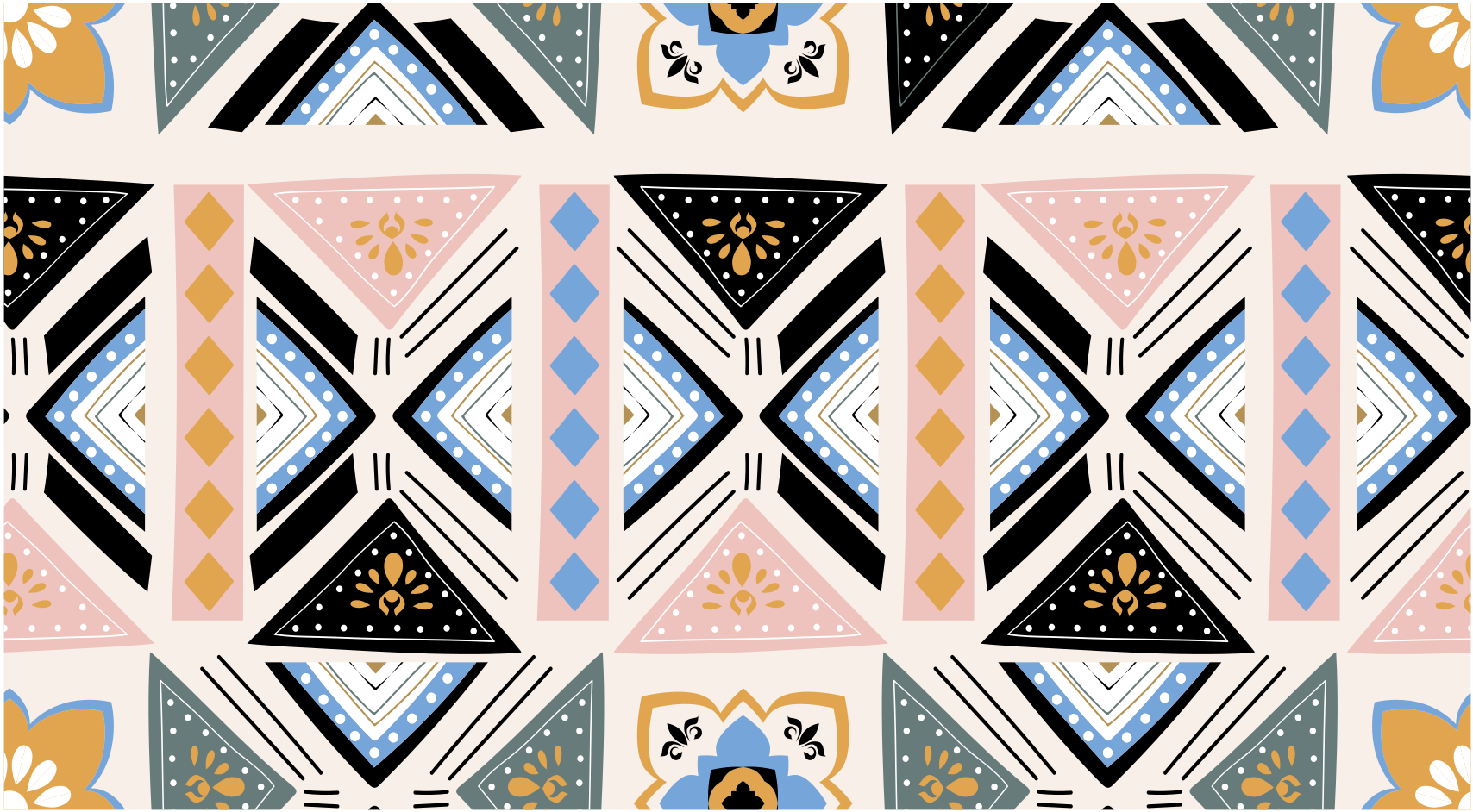 Etnický čierno-modro ružový vinylový koberec - Tenstickers