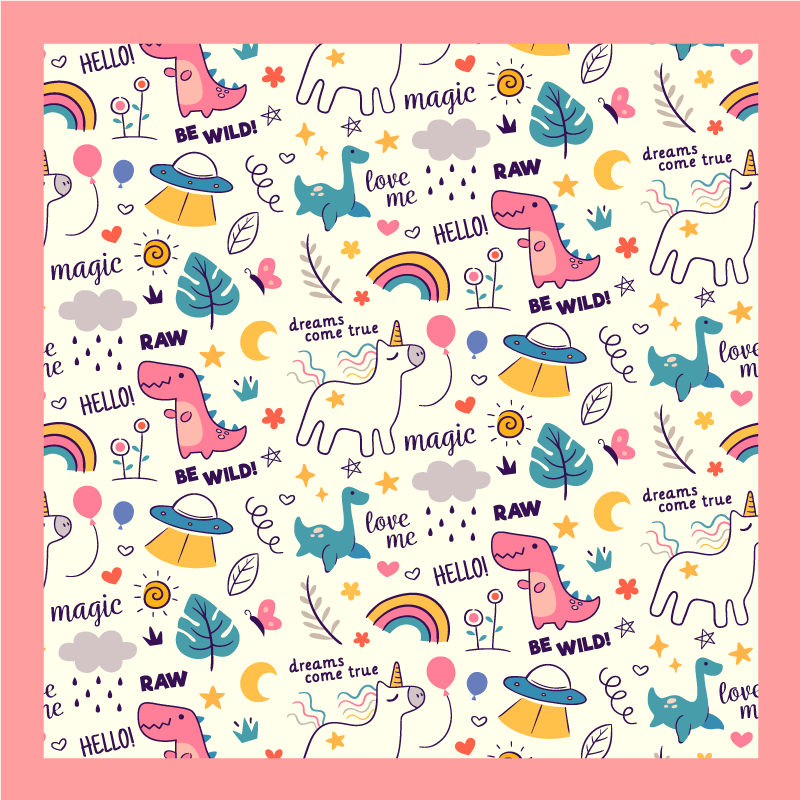Jednorožec vinylový koberec happy magic pattern - Tenstickers