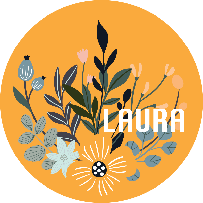 vinylový koberec s menom vlastný kvetinový znak - Tenstickers