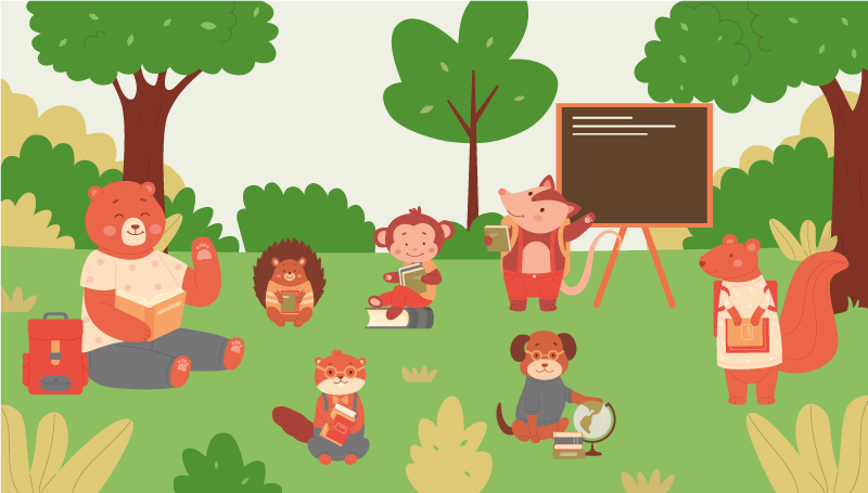 detský vinylový koberec trieda v džungli - Tenstickers