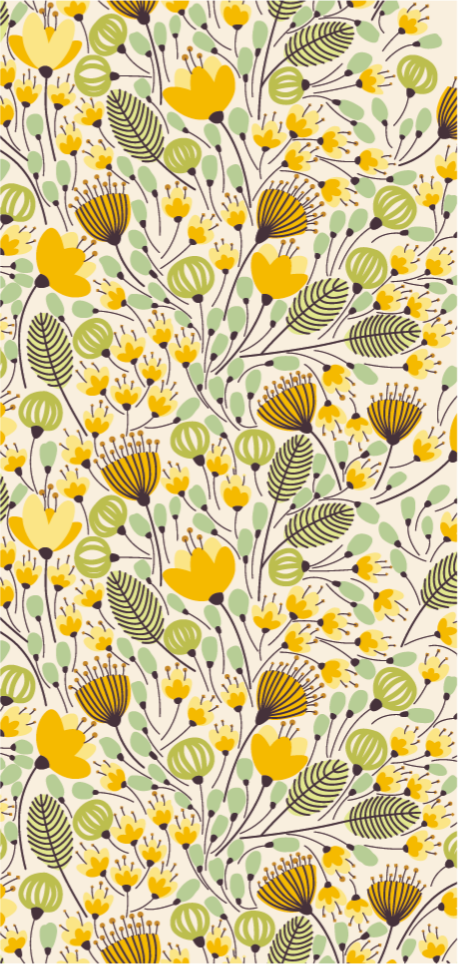 žltý kvetovaný čipkovaný kvetinový vinylový koberec - Tenstickers