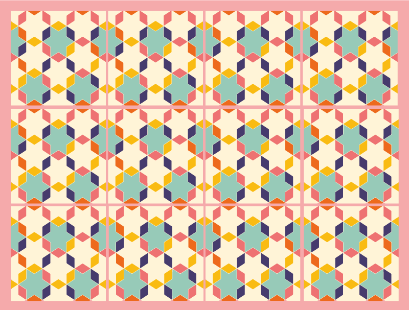 vinylový koberec s geometrickýmy tvarmi farebná mozaika - Tenstickers