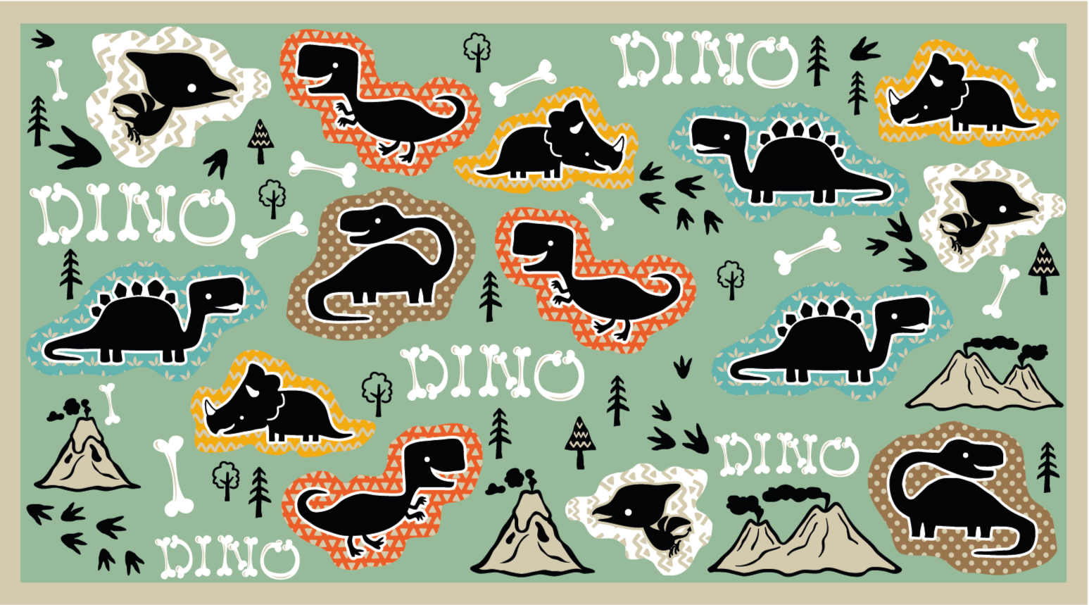 Dinosaurie kosti vzor zvierací koberec - Tenstickers