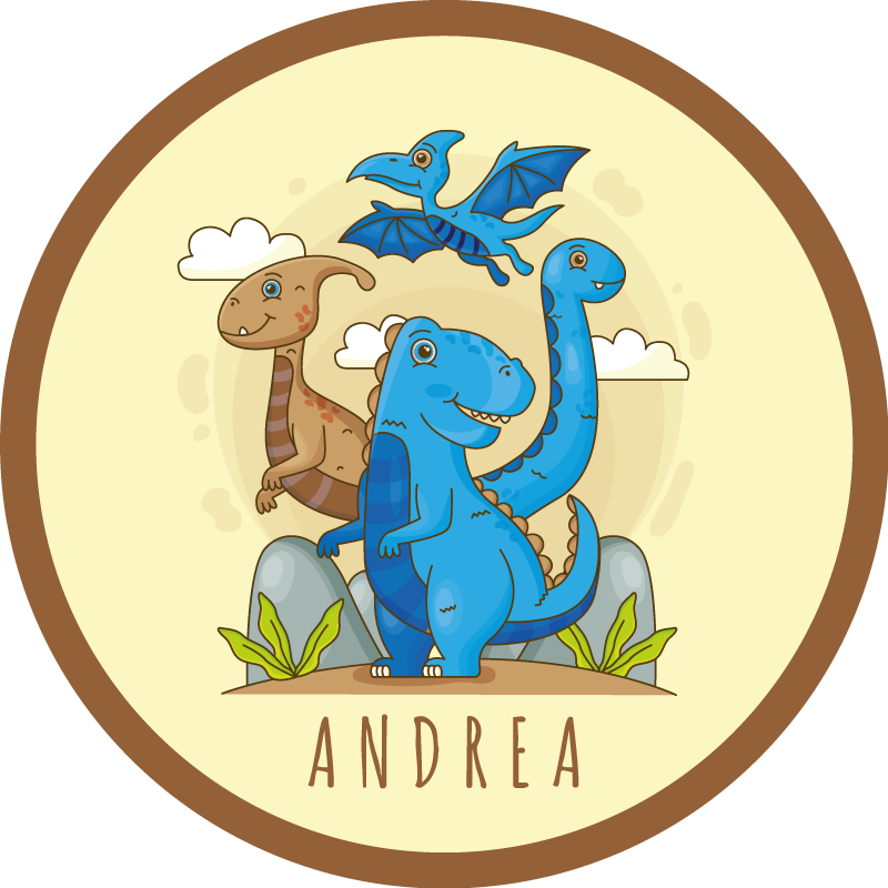 vinylový koberec s menom zloženie kruhu dinosaura - Tenstickers