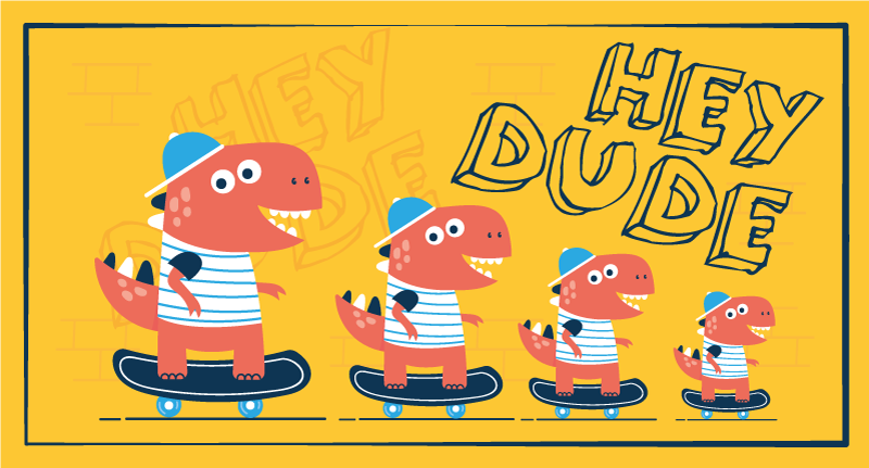detský vinylový koberec skateboardových dinosaurov - Tenstickers