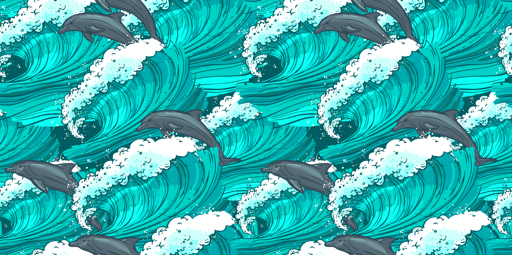 Vinylový koberec so zvieratami pre delfíny v oceáne - Tenstickers