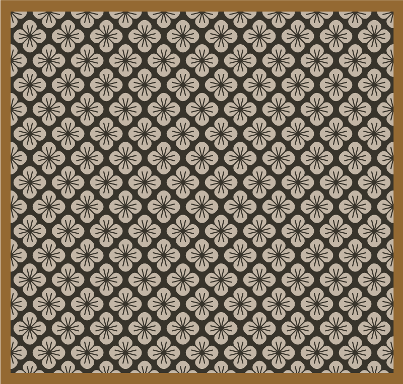 Dizajn podlahy čierny kvetinový koberec - Tenstickers