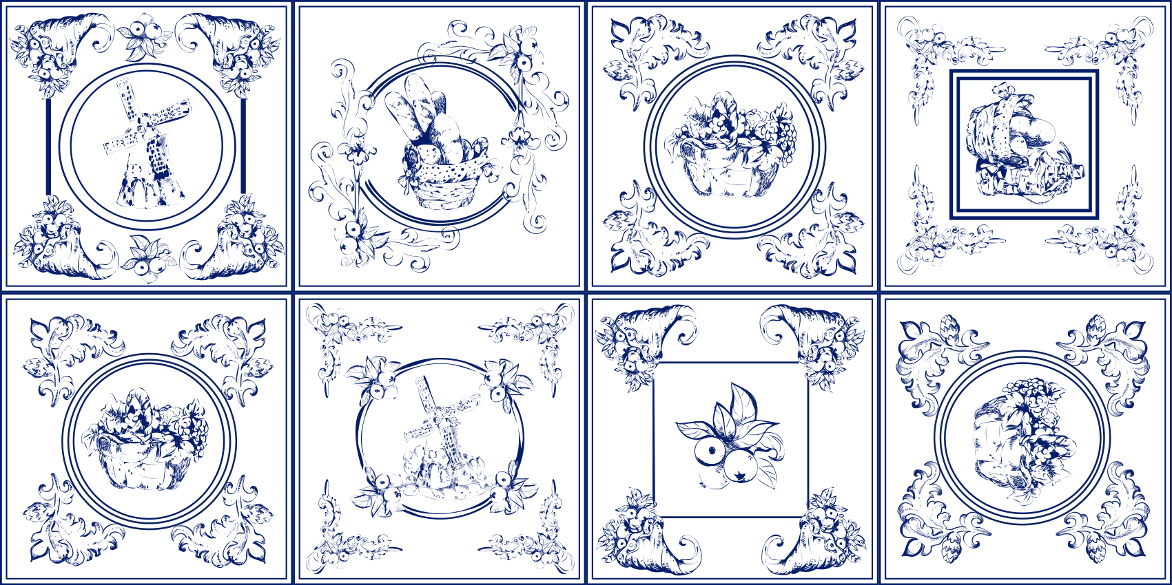 Vinobranie modré dlaždice koberec - Tenstickers