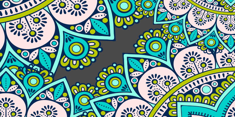 Vinylový koberec mandala s živým botanickým motívom - Tenstickers