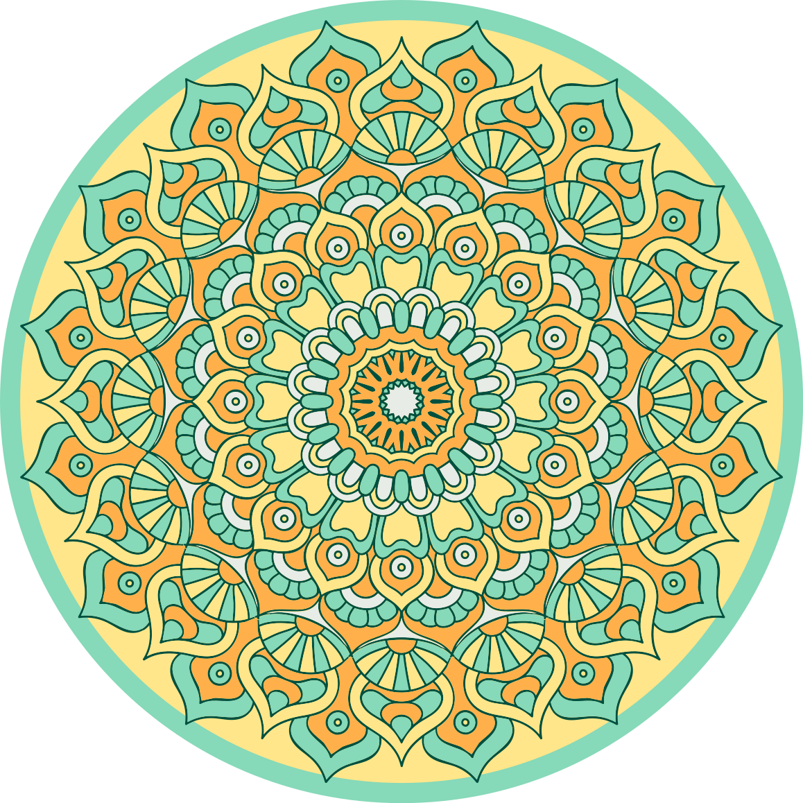 Vinylový koberec mandala oranžová a teal mandala - Tenstickers