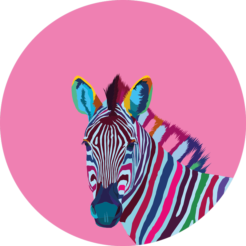 Zebra pop art zvierací koberec kruh - Tenstickers