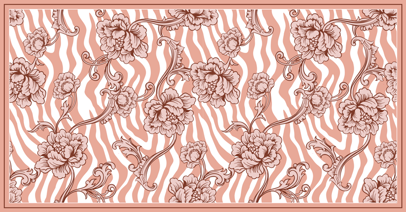 vinylový koberec do spálne kvetinová fúzia zebry - Tenstickers