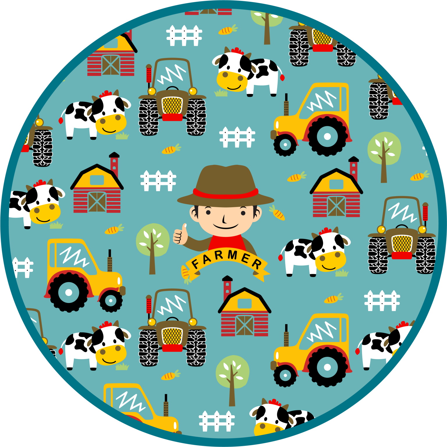 Farmár, zvieratá a traktorový koberec pre zvieratá - Tenstickers