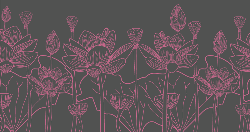 vinylový koberec s kvetmi kvetinový obrysový náčrt - Tenstickers