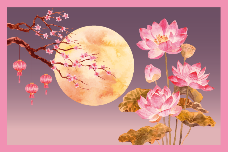 vinylový koberec s kvetmi kvetinový mesačný svit - Tenstickers