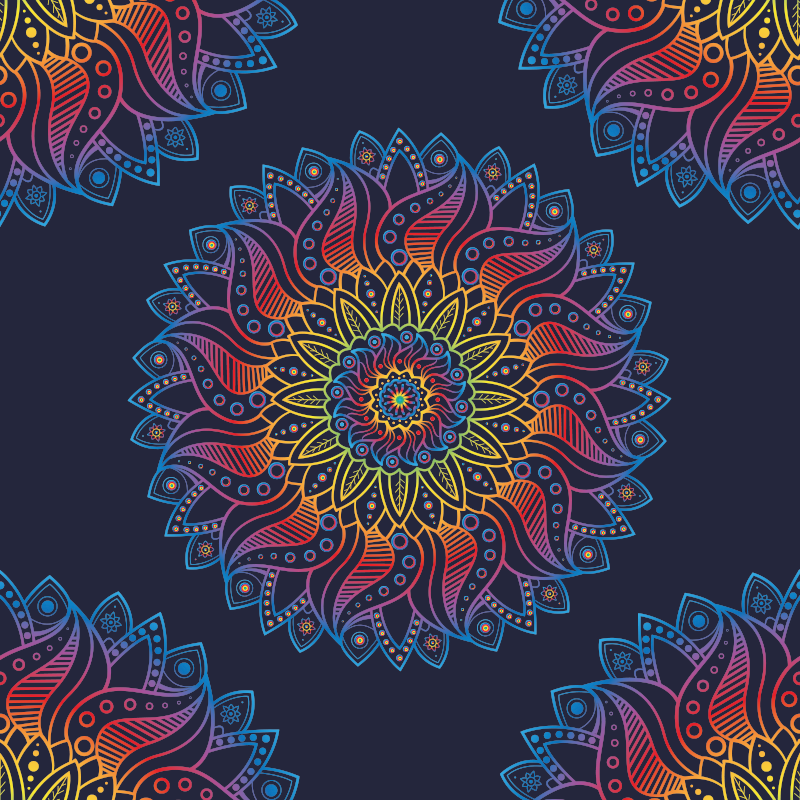 Mandala pestrofarebný vinylový koberec - Tenstickers