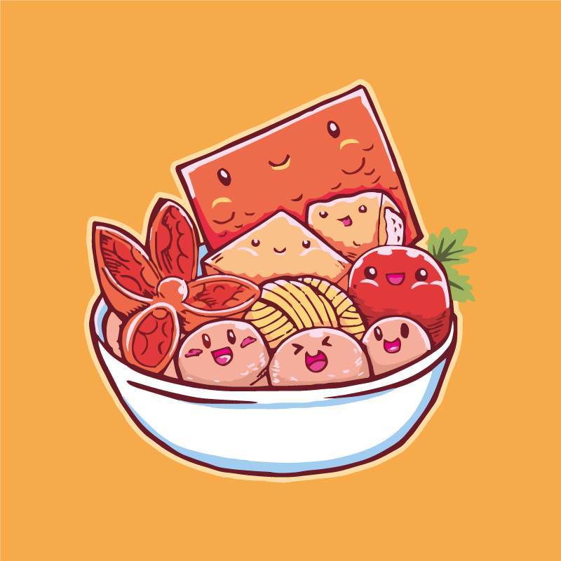 Roztomilé kreslené jedlo kuchynské podlahové dlaždice - Tenstickers