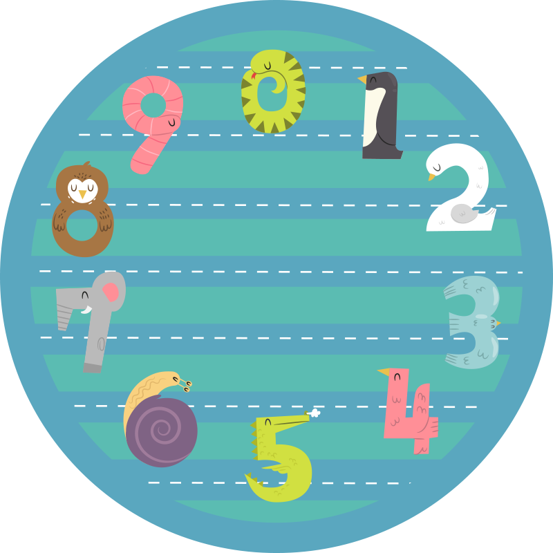 čísla zvierat detský vinylový koberec - Tenstickers